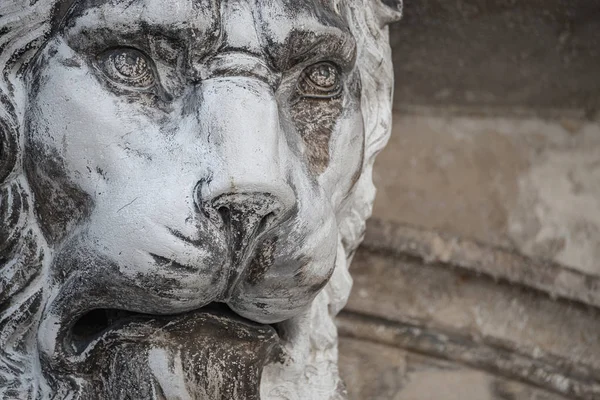 Antiguo elemento de decoración de la cabeza de león miedo en el techo de Basilic — Foto de Stock