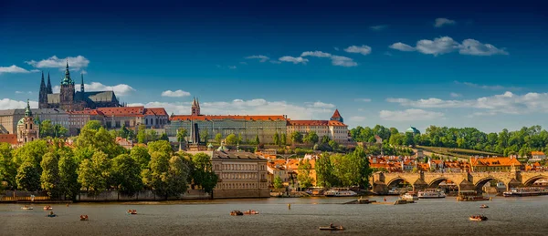 Panoramautsikt över den magnifika Saint Vitus-katedralen och Charles — Stockfoto