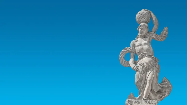 Ancienne Sculpture Une Femme Nue Avec Une Inscription Astrolog Sur — Photo