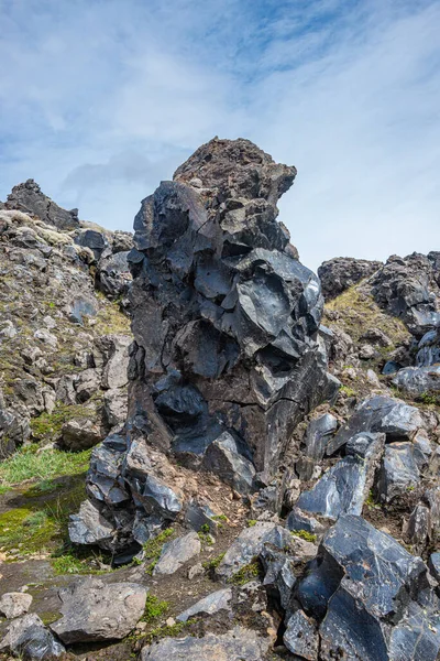 Sopečná Skála Známá Jako Obsidián Nalezená Lávových Polích Vytvořených Polymerizovaným — Stock fotografie