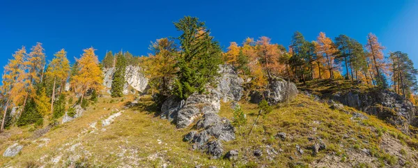 Panoramiczny Widok Magiczną Przyrodę Dolomitach Parku Narodowym Trzy Szczyty Tre — Zdjęcie stockowe