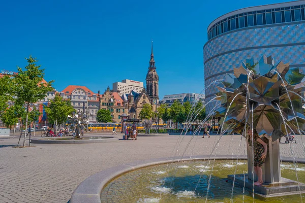 Cityscape Исторического Центра Города Торгового Центра Лейпциге Летом Солнечный День — стоковое фото