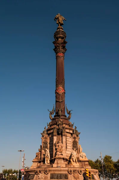 Estatuto Coluna Cristóvão Colombo Barcelona Espanha — Fotografia de Stock