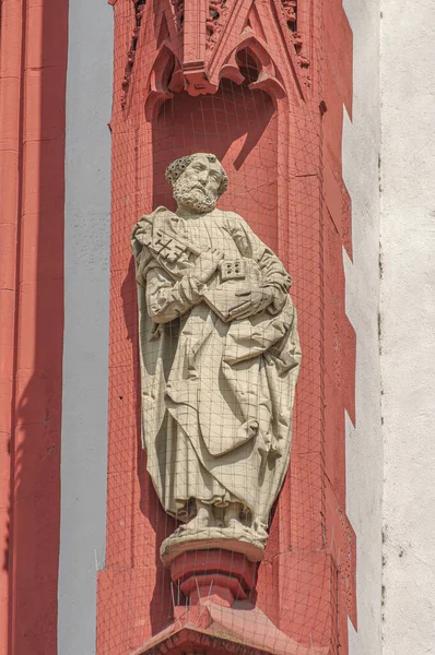 Antigua Escultura Mural Monje Fachada Principal Capilla María Centro Histórico — Foto de Stock