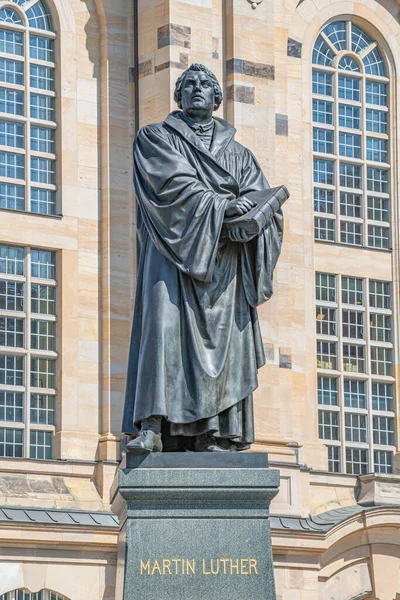 Monumento Martin Lutero Piazza Neumarkt Nel Centro Dresda Teologo Compositore — Foto Stock