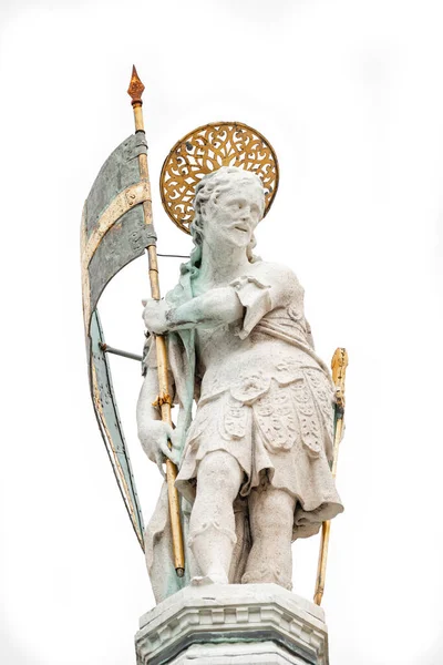 Portrait Roman Warrior Old Sculpture Saint Dome Roof Basilica San — Stock Photo, Image