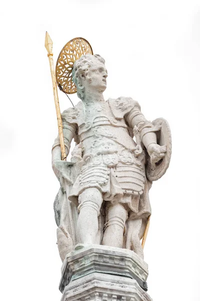 Portrait Roman Warrior Old Sculpture Saint Dome Roof Basilica San — Stock Photo, Image