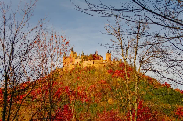 Magique Comme Dans Conte Fées Château Allemand Hohenzollern Est Montée — Photo