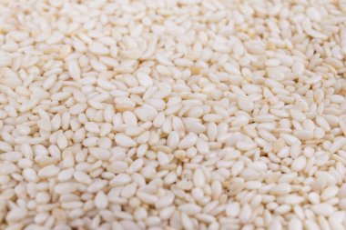 Yakından kavrulmuş susam tohumları. Makro çekim.