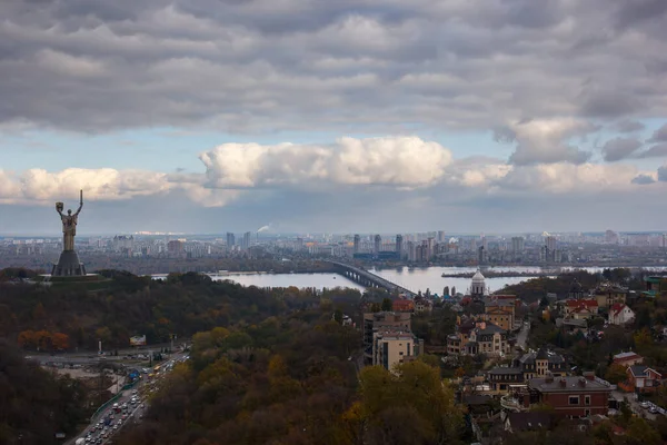 View of the Kyiv city and the Motherland Monument.