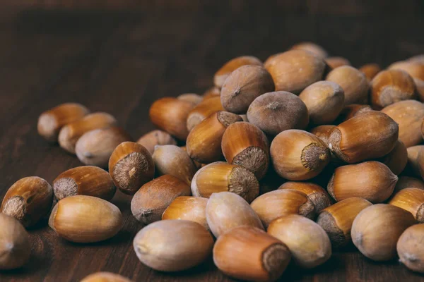 Pile Nuts Whole Nuts Hazelnuts Corylus Avellana Macro Photo Close — Stock Photo, Image