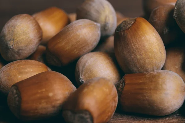 Een Stapel Noten Hazelnoten Hele Noten Macro Foto — Stockfoto