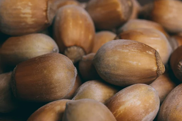 Een Stapel Noten Hazelnoten Hele Noten Macro Foto — Stockfoto