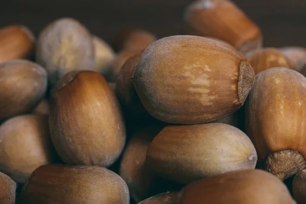 Een Stapel Noten Hazelnoten Hele Noten Macro Foto — Stockfoto