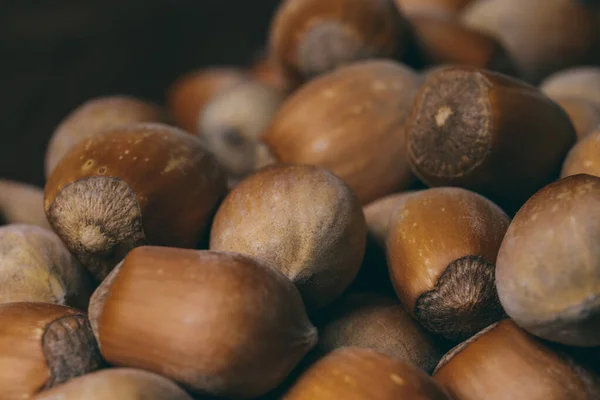 Een Stapel Noten Hazelnoten Hele Noten Macro Foto — Stockfoto