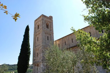 Abbey Sant'Antimo - Montalcino, Siena, Toskana, İtalya, Eylül 08 2009.