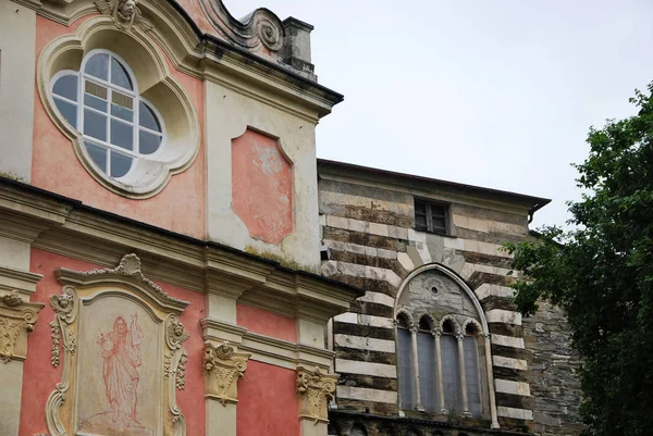 Basilika Von Fieschi Und Dorf San Salvatore Cogorno Genua Ligurien — Stockfoto