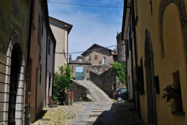 Castle, Compiano Parma, Emilia Romagna, İtalya - 12 Mayıs 2012.