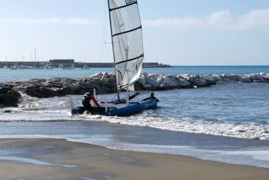 Sestri Levante plajı, Genova, Liguria, İtalya, Kasım 02 2012.