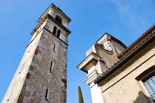 Колокольня Церкви Святого Аббондио Джентилино Коллина Оро Кантон Тичино Швейцария — стоковое фото