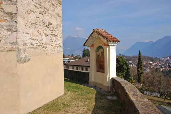 Iglesia Sant Abbondio Crucis Gentilino Collina Oro Canton Ticino Suiza —  Fotos de Stock