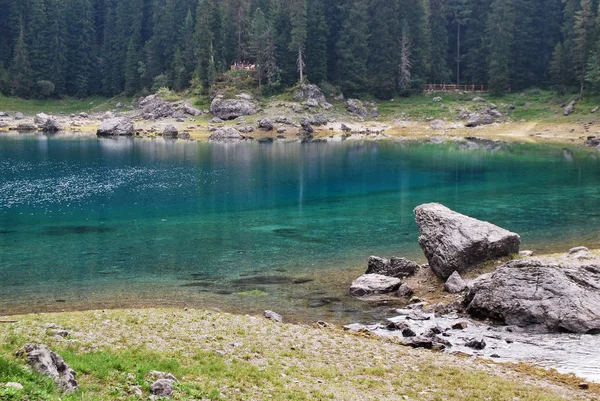 Lago Carezza Alemán Karersee Nova Levante Tirol Del Sur Trentino — Foto de Stock