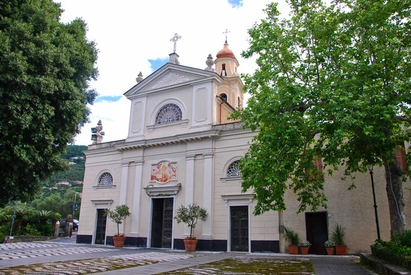 Kirche Von Sant Ambrogio Über Zoagli Genua Ligurien Italien Juni — Stockfoto