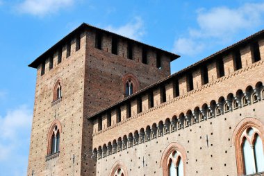 Visconteo Castle adlı Pavia, Lombardiya, İtalya, 11 Mart 2011.