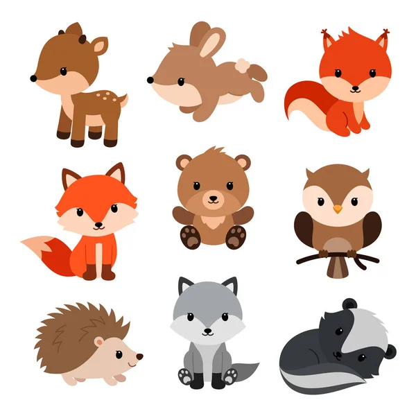 Conjunto de animales del bosque . — Vector de stock