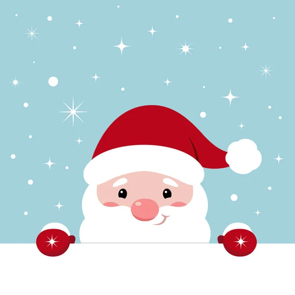 Vektorové ilustrace Vánoce legrační Santa držící prázdný papír s copyspace pro text. — Stockový vektor