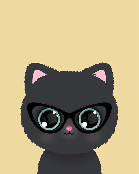 Lindo gato en gafas de póster. Vector . — Archivo Imágenes Vectoriales