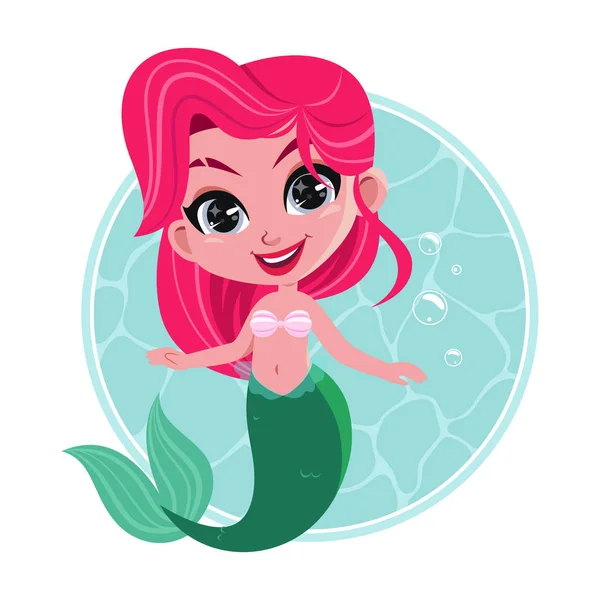 Cute Mermaid dziewczyna wektor ilustracja. — Wektor stockowy