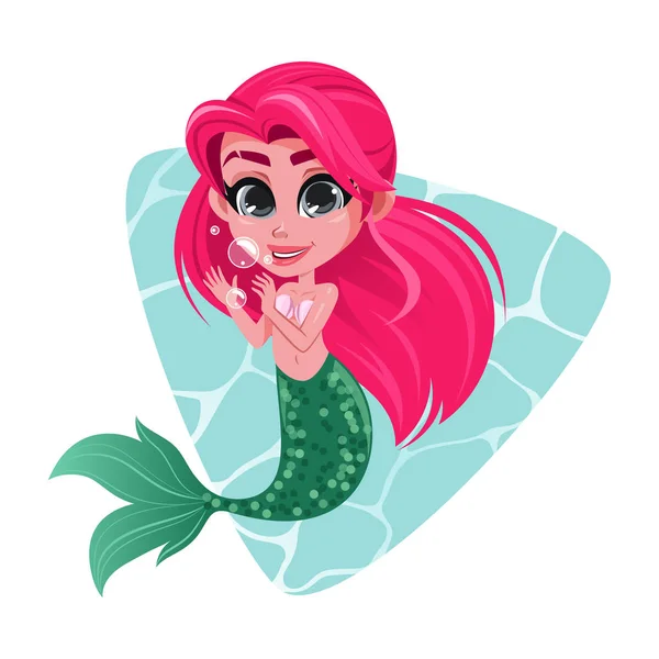 Cute Mermaid dziewczyna wektor ilustracja. — Wektor stockowy