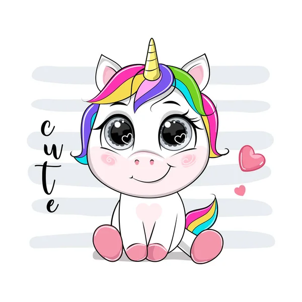 Vector de dibujos animados unicornio con texto . — Vector de stock