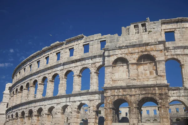 Kijk Muur Van Het Amfitheater Pula — Stockfoto