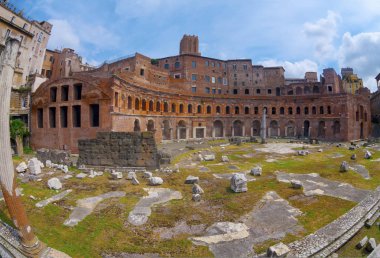 Trajan Forumu Roma antik bina balıkgözü bakış açısı ile
