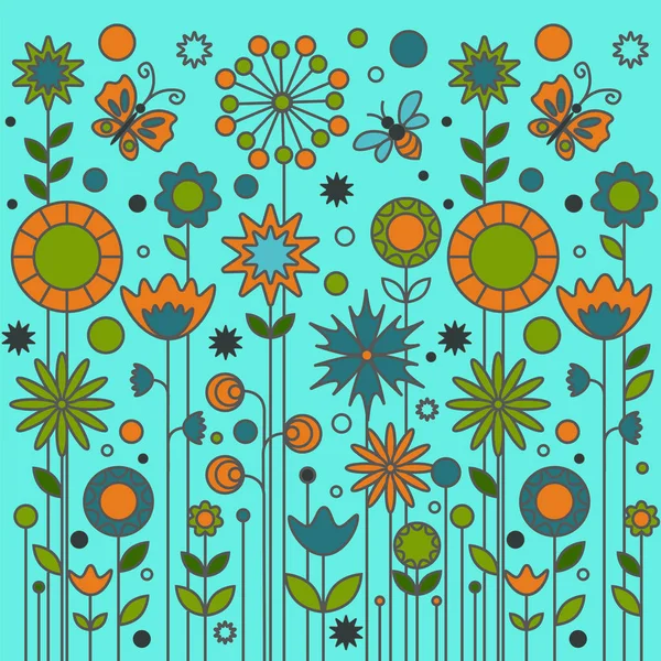 Renkli çiçekler ile Vektör yaz deseni 