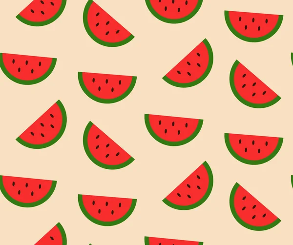 Vektor Nahtloses Sommermuster Mit Wassermelone Farbe — Stockvektor