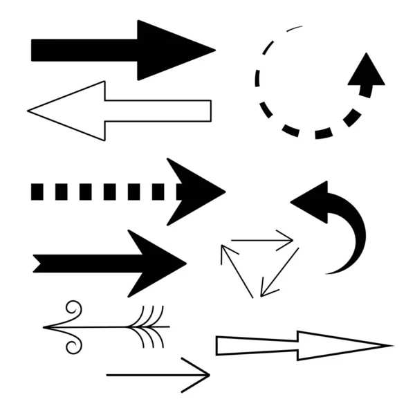 Conjunto Setas Vetoriais Uma Forma Diferente — Vetor de Stock