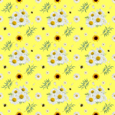 Çiçek hamamelis ayçiçeği gül desenli arka plan