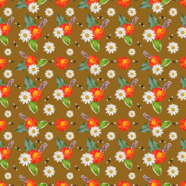 Çiçek hamamelis ayçiçeği gül desenli arka plan