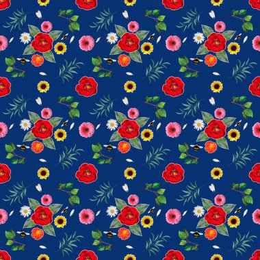 Çiçek hamamelis ayçiçeği gül desenli arka plan