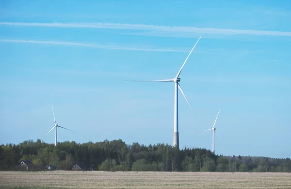 Větrné Turbíny Poli Eko Energetické Koncepce — Stock fotografie