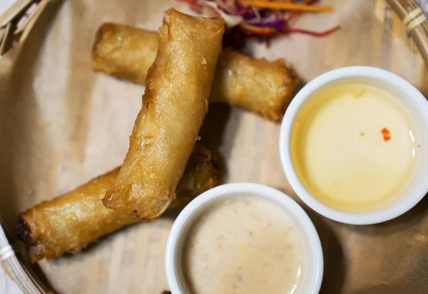 Loempia Met Saus Aziatisch Restaurant — Stockfoto