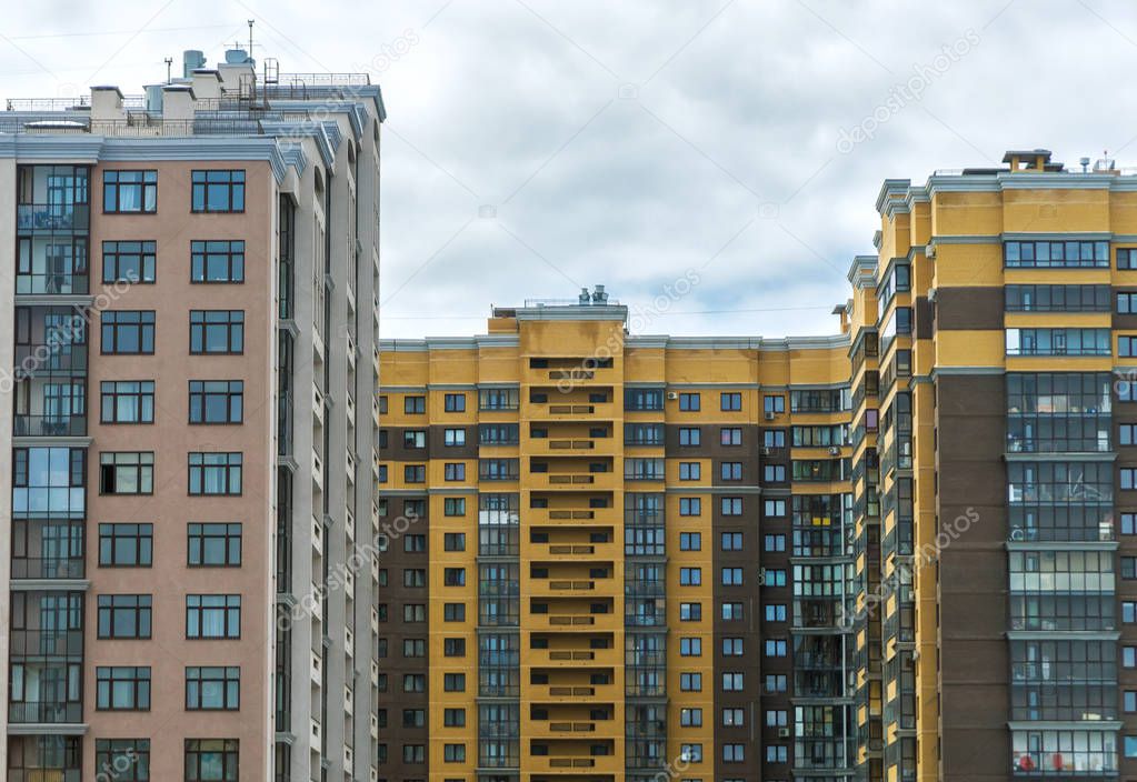 Modern new buildings near St. Petersburg in Russia.