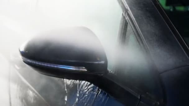 利用高压水射流洗车 — 图库视频影像