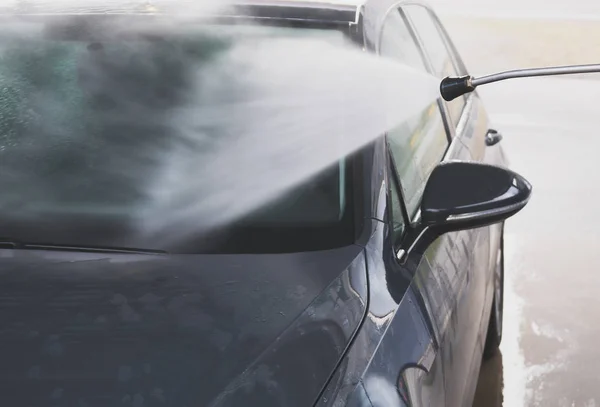 Lavado Coches Con Chorro Agua Alta Presión — Foto de Stock