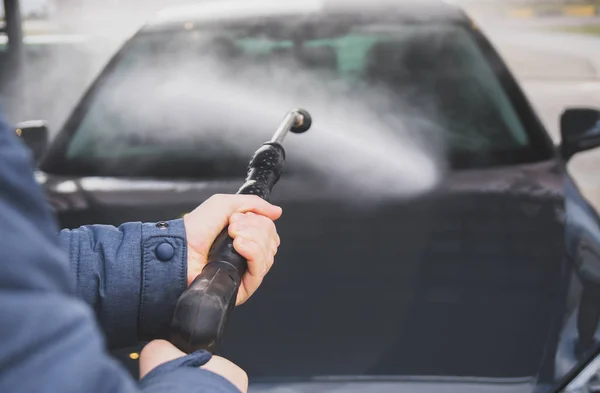 Autowäsche Mit Hochdruck Wasserstrahl — Stockfoto