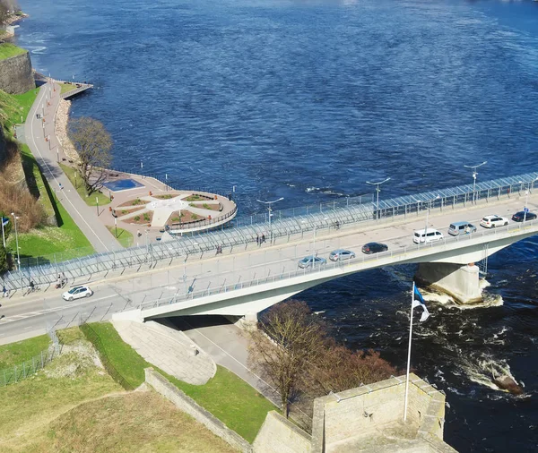 Puente Entre Ivangorod Narva Frontera Estonia Rusia — Foto de Stock