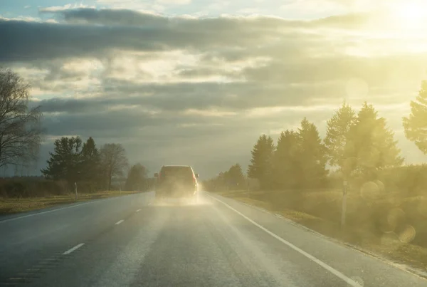 Auto Bude Cestě Dešti — Stock fotografie